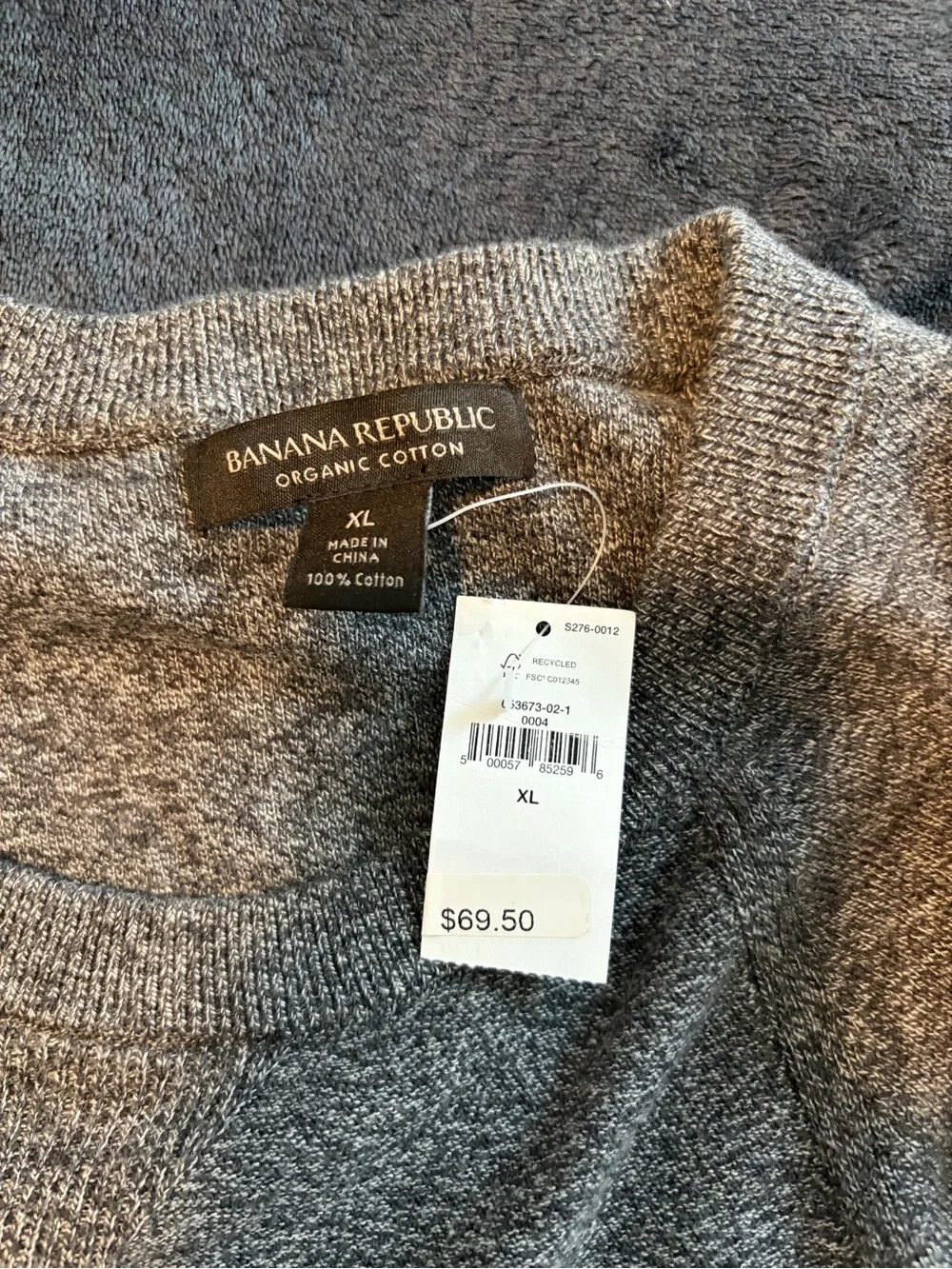 Banana Republic Men's Charcoal Crewneck 100% Cotton Sweater
